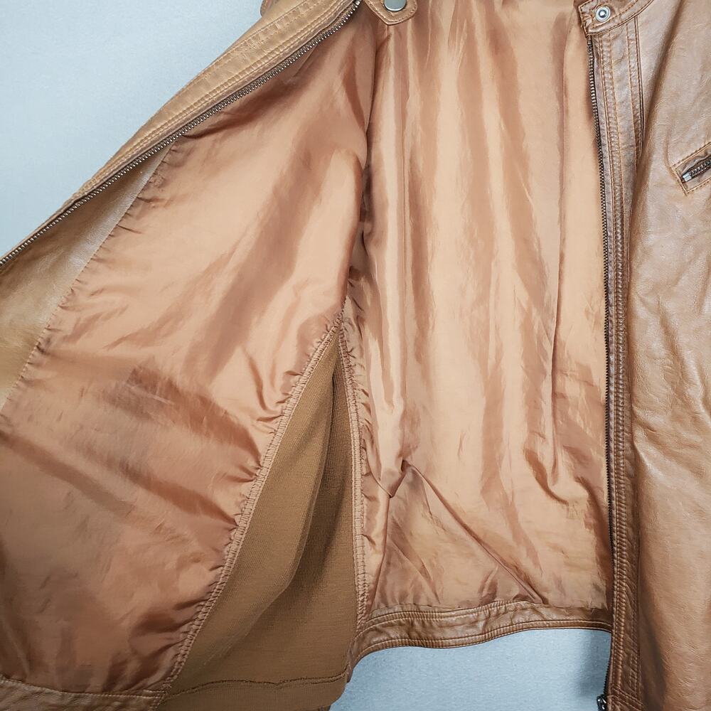 Maurices 4X Faux Leather Moto Jacket Carmel Brown Comfort Stretch Fall Staple - Picture 13 of 13